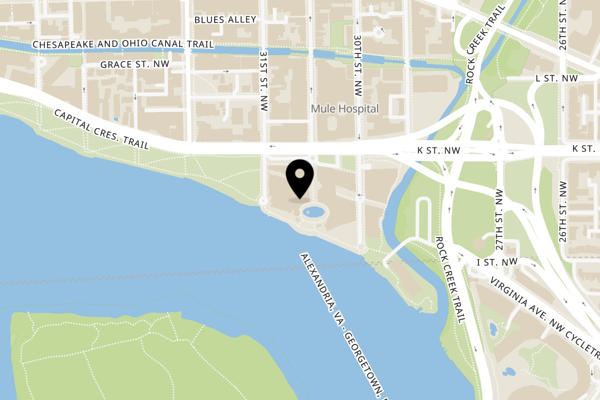 Map showing the location of Guapo's Cocina & Bar Georgetown on 3050 Water St NW Suite WG60 in Washington